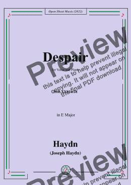 page one of Haydn-Despair,Hob.XXVIa:28,in E Major,for Voice and Piano