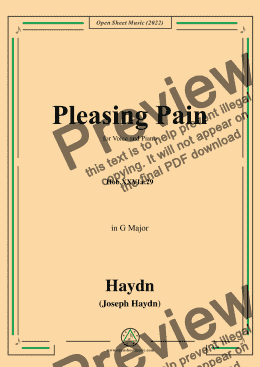 page one of Haydn-Pleasing Pain,Hob.XXVIa:29,in G Major,for Voice and Piano