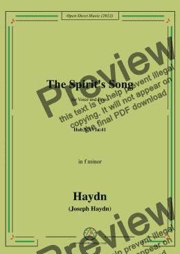 page one of Haydn-The Spirit's Song(Hark!What I tell to Thee!),Hob.XXVIa:41,in f minor,for Voice and Piano