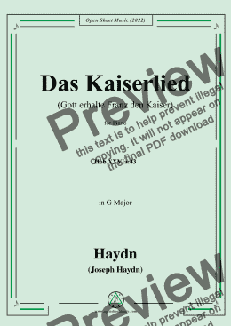 page one of Haydn-Das Kaiserlied(Gott erhalte Franz den Kaiser),Hob.XXVIa:43,in G Major,for Piano