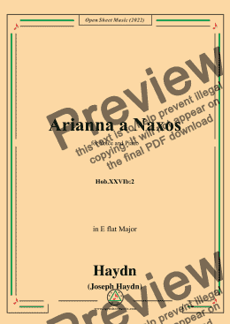 page one of Haydn-Arianna a Naxos,Hob.XXVIb:2,in E flat Major,for Voice and Piano