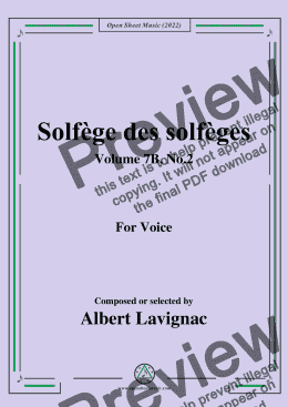 page one of Lavignac-Solfege des solfeges,Volume 7B No.2,for Voice