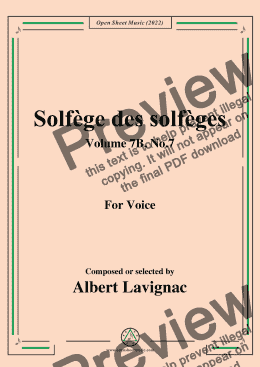 page one of Lavignac-Solfege des solfeges,Volume 7B No.7,for Voice