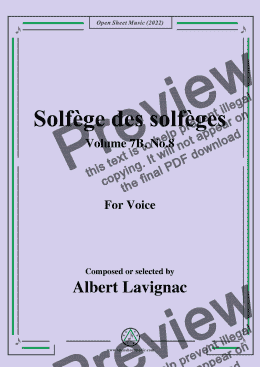 page one of Lavignac-Solfege des solfeges,Volume 7B No.8,for Voice