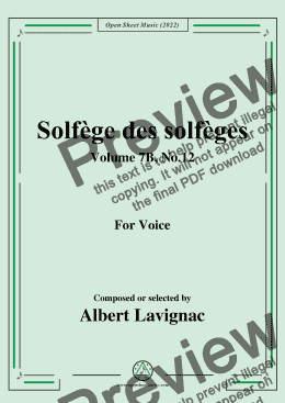 page one of Lavignac-Solfege des solfeges,Volume 7B No.12,for Voice