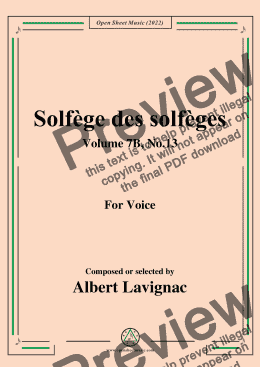 page one of Lavignac-Solfege des solfeges,Volume 7B No.13,for Voice