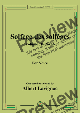 page one of Lavignac-Solfege des solfeges,Volume 7B No.16,for Voice