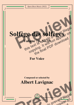 page one of Lavignac-Solfege des solfeges,Volume 7B No.19,for Voice