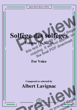 page one of Lavignac-Solfege des solfeges,Volume 7B No.20,for Voice