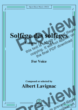 page one of Lavignac-Solfege des solfeges,Volume 7B No.23,for Voice