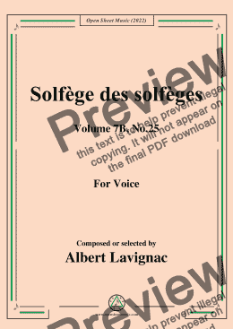 page one of Lavignac-Solfege des solfeges,Volume 7B No.25,for Voice