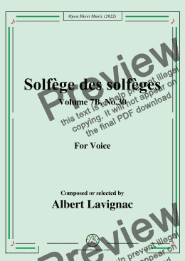 page one of Lavignac-Solfege des solfeges,Volume 7B No.30,for Voice