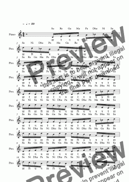 page one of Dhirasankarabaranam Raga--Key D--Carnatic Music-Exercise Patterns