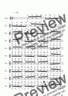 page one of Dhirasankarabaranam Raga--Key G--Carnatic Music-Exercise Patterns