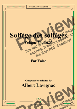 page one of Lavignac-Solfege des solfeges,Volume 7B No.33,for Voice