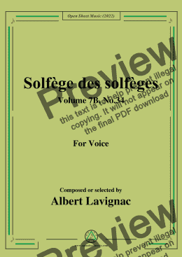 page one of Lavignac-Solfege des solfeges,Volume 7B No.34,for Voice