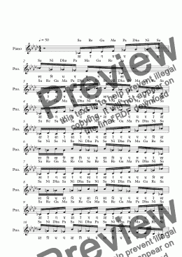 page one of Gavambhodi Raga--Key B--Carnatic Music-Exercise Patterns