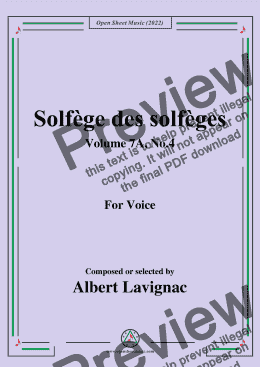 page one of Lavignac-Solfege des solfeges,Volume 7A No.4,for Voice