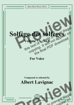 page one of Lavignac-Solfege des solfeges,Volume 7A No.8,for Voice