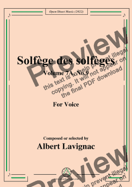 page one of Lavignac-Solfege des solfeges,Volume 7A No.9,for Voice