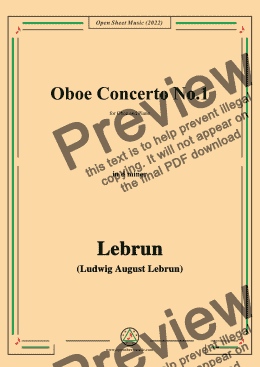 page one of Lebrun-Oboe Concerto No.1,in d minor,for Oboe and Piano