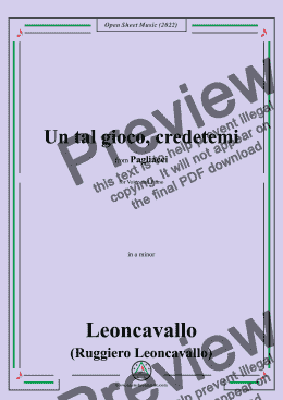 page one of Leoncavallo-Un tal gioco,credetemi,in a minor,for Voice and Piano