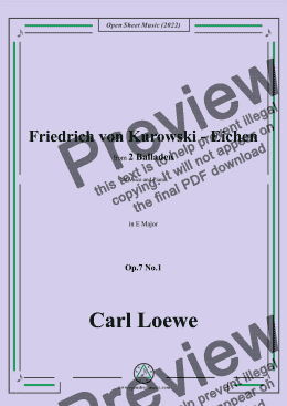 page one of Loewe-Friedrich von Kurowski-Eichen,in E Major,Op.7 No.1,from 2 Balladen,for Voice and Piano