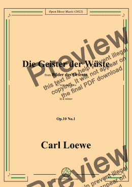 page one of Loewe-Die Geister der Wüste,in d minor,Op.10 No.1,from Bilder des Orients,for Voice and Piano