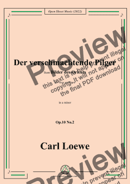 page one of Loewe-Der verschmachtende Pilger,in a minor,Op.10 No.2,from Bilder des Orients,for Voice and Piano