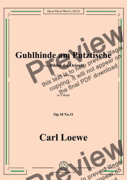 page one of Loewe-Guhlhinde am Putztische,in A Major,Op.10 No.11,from Bilder des Orients,for Voice and Piano