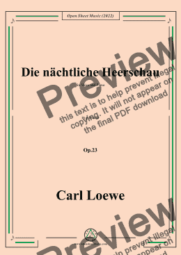 page one of Loewe-Die nächtliche Heerschau,in g minor,Op.23,for Voice and Piano