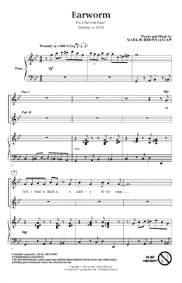 page one of Earworm (2-Part Choir)