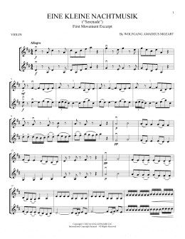 page one of Eine Kleine Nachtmusik ("Serenade"), First Movement Excerpt (Violin Duet)