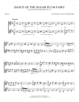 page one of Dance Of The Sugar Plum Fairy, Op. 71a (from The Nutcracker) (Violin Duet)