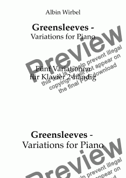 page one of Greensleeves - Variations for piano