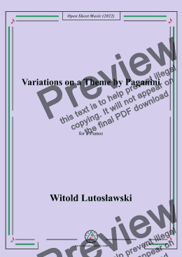 page one of Lutosławski-Variations on a Theme by Paganini,for 2 Pianos