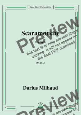 page one of Milhaud-Scaramouche,Op.165b,for 2 Pianos