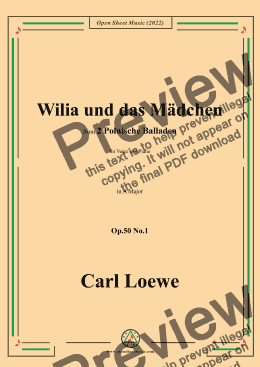 page one of Loewe-Wilia und das MadcLoewe-Wilia und das Madchen,in A Major,Op.50 No.1