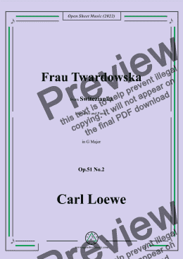 page one of Loewe-Frau Twardowska,in G Major,Op.51 No.2,from Switezianka,for Voice and Piano