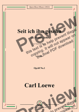 page one of Loewe-Seit ich ihn gesehn,in or,Op.60 No.1,from Frauenliebe,for Voice and Piano