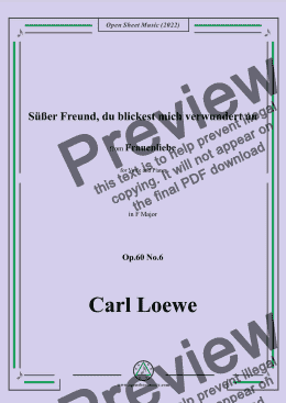 page one of Loewe-Süßer Freund,du blickest mich verwundert an,in F Major,Op.60 No.6,for Voice and Piano