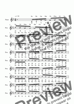 page one of Charukesi Raga--Key C--Carnatic Music-Exercise Patterns