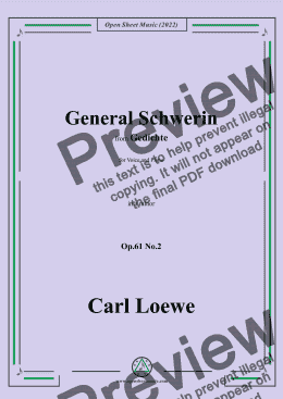 page one of Loewe-General Schwerin,in a minor,Op.61 No.2,from Gedichte,for Voice and Piano