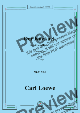 page one of Loewe-Der Kuckuck,in G Major,Op.64 No.2,from 4 Fabellieder,for Voice and Piano