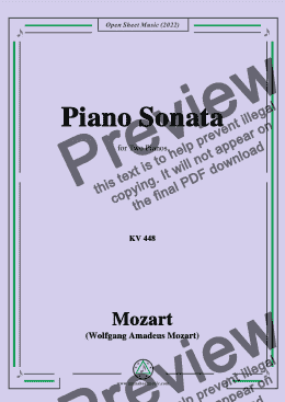 page one of Mozart-Piano Sonata,K.448,in D Major,for 2 Pianos