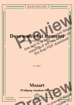 page one of Mozart-Dove sono i bei momenti,from 'Le nozze di Figaro(The Marriage of Figaro),K.492',in C Major,