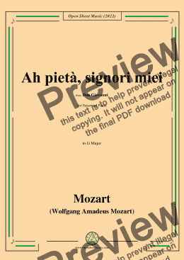 page one of Mozart-Ah pietà,signori miei,in G Major,from 'Don Giovanni,K.527',for Voice and Piano