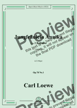 page one of Loewe-Jungfräulein Annika,in G Major,Op.78 No.1,from 2 Balladen,for Voice and Piano