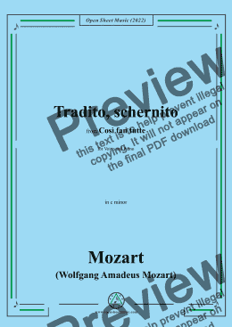 page one of Mozart-Tradito,schernito,in c minor,from 'Così fan tutte,K.588',for Voice and Piano