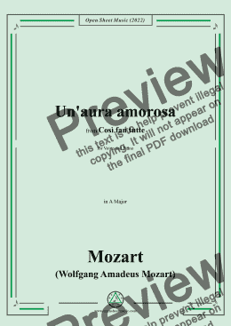 page one of Mozart-Un'aura amorosa,in A Major,from 'Così fan tutte,K.588',for Voice and Piano